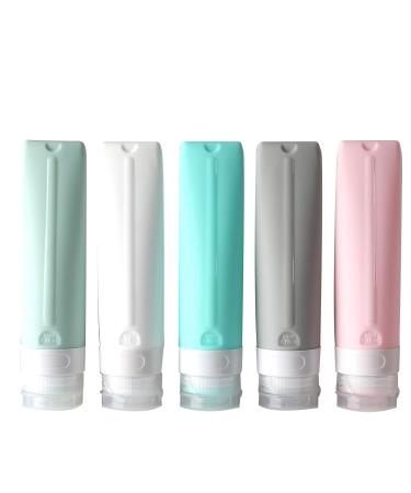 Roseflower 5 pieces silicone travel bottles 80ml of leakproof refillable portable travel container BPA -free - TSA approved portable travel accessories for shampoo lotion rinsing shower gel #5