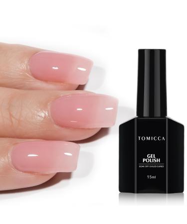 TOMICCA Pink Gel Nail Polish Clear Pink Gel Polish Pink Nude Gel Polish Soak Off UV Jelly Gel Nail Polish Sheer Translucent Colors Nail Art French Manicure DIY 045Jelly-Nude Pink