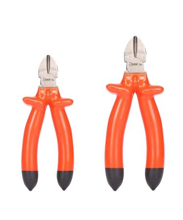 Sharp-Tec 1000V Insulated Wire Cutters Pliers Set 2-Piece Diagonal Cutting Pliers with Anti-Slip Handle Professional Side Cutters Nippers 160mm & 200mm Insulated Diagonal Plers Set(6"+8")