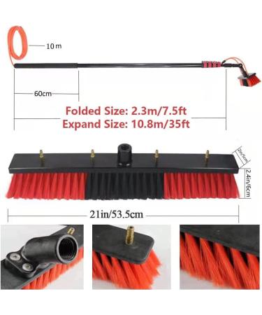 Window Cleaning Pole Water Fed Extendable Brush for Indoor/Outdoor High Window Extension Cleaning Pole Window Washing Equipment/10.8M/35Ft 55cm Brush Head 11M/36FT - Buy Online on SooperMarket.com