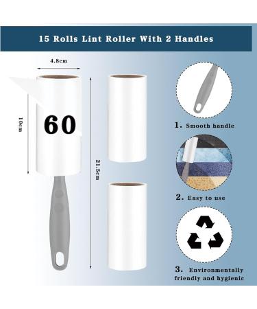 Omtofo 15 Roll Lint Roller - Extra Sticky 900 Leaves for Pet Hair Clothing & Sofa - 10cm Sturdy Handles - Buy Online on SooperMarket.com