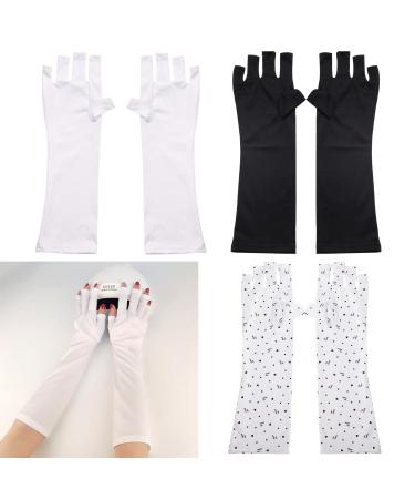 KASESSS 3 Pairs UV Gloves for Gel Nails Fingerless UV Protection Gloves Nail Art Anti UV Gloves Lightweight Nail Gloves UV Protection UV Lamp Gloves for Protect Hands from UV Light Lamp Dryer