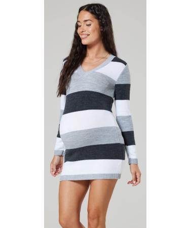 Happy Mama Maternity Stretch Knit Colour Block Jumper Dress - Graphite Melange - Size 16-18 - Buy Online on SooperMarket.com