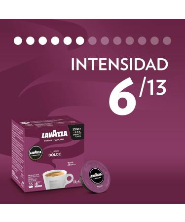 Buy Lavazza A Modo Mio Lungo Dolce - 16 Arabica Coffee Capsules Medium Roast 100% Arabica Intensity 6/13 | International Shipping Available - Buy Online on SooperMarket.com