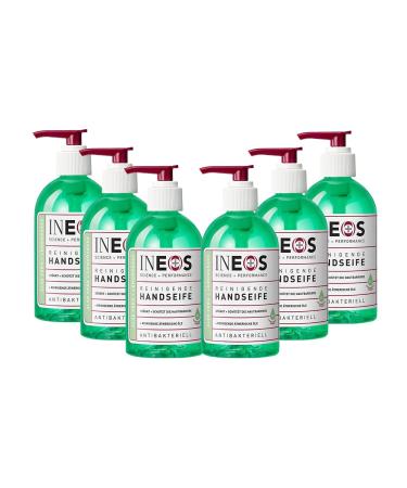 Ineos - liquid hand soap - moisturizing - with aloe vera + lemon grass - for the hands - pack with 6 x 250ml 1 piece (6 -pack) Hand soap with sea minerals
