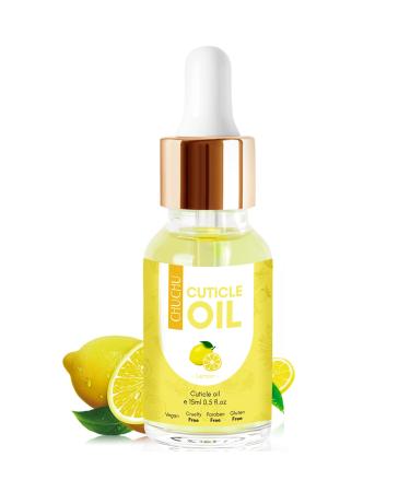 CHUCHU Nail Cuticle Oil,Jojoba Nail Cuticle Oil Contain Vitamin B & E Moisturizes Cuticle and Nail's Skin,Strengthens Nails,Prevents Hangnails and Chapped-Treats Splitting,Dryness,Lemon 15ml
