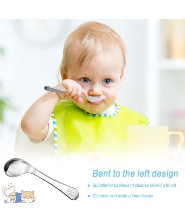 Futongda Stainless Steel Baby Spoons - 4-Piece Curved Training Set for Children | Dessert Coffee & Feeding Spoons in Silver - Buy Online on SooperMarket.com