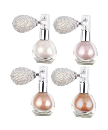 KALLORY 4pcs Body Powder Spray Glitter Highlighter Eyeshadow Pressed Powder Spray Face High Gloss Spray Body Shimmer Spray Highlighter Powder Spray Glitter Highlight Powder Spray Miss Hair 7.5X6.9CM As Shown