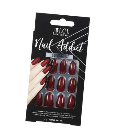 Ardell Nail Addict Artificial Nail Set, Sip of Wine 24-Pc, Medium, Almond-Shape, DIY Press-On Nails, Quick and Safe, with Glue, Cuticle Stick and Nail File