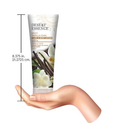 Desert Essence Spicy Vanilla Chai Hand & Body Lotion - 8 fl oz | Uplifting, Smoothes & Softens Skin | Aloe Vera, Shea Butter, Vitamin E - Buy Online on SooperMarket.com