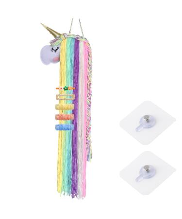 ZSMJAER Hair Clip Storage for Girls Unicorn Hair Clip Holder Rainbow Yarn Tassel Organiser Hair Accessories Unicorn Theme Party Decoration