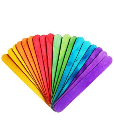 PAXCOO 100 Pcs 6  Colored Jumbo Wood Craft Sticks