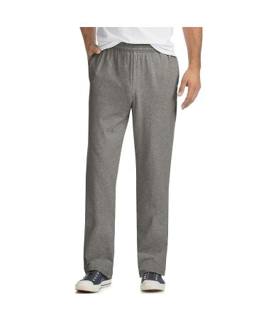 Hanes Mens Sweatpants, Essentials Mens Jersey Pants With Pockets, Mens Workout Clothes, 33 Large Charcoal Heather