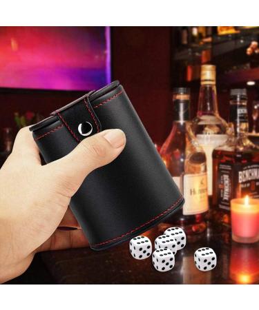 Cooyeah Red Pu Leather Dice Cup Set with 5 Standard Dices for Yahtzee, Farkle, Backgammon - Bar Party Craps Game - 1 Pack - Buy Online on SooperMarket.com