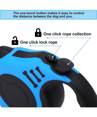Retractable Dog Lead 5 m Retractable Dog Leash with Non-Slip Handle for Small Medium and Large Dogs Blue Blue 5M - Buy Online on SooperMarket.com