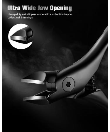 FERYES Wide Jaw Thick Toenail Clippers Thick Toenails - Precision Stainless Steel Toe Nail Clippers for Thick Nails for Seniors with Catcher -Black - Buy Online on SooperMarket.com