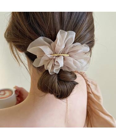 Chiffon Flower Hair Clips Set - 3PCS French Barrettes for Women and Girls in 3 Colors - Buy Online on SooperMarket.com