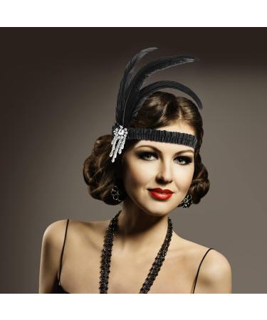 WLLHYF Feather Headwear Feather Headband Flapper Headpiece Head Wear Fashion Soft and Comfortable Hair Bows Hair 1920s Accessories for Kids Girls Party Decoration (Silver Tassel Black Feather) - Buy Online on SooperMarket.com