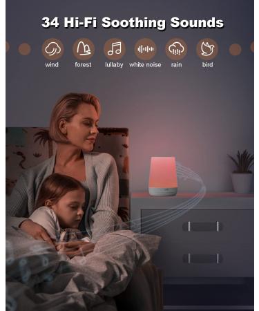 Portable Baby Sound Machine with Night Light | 34 Soothing Sounds | Remote Control via App-WiFi | Ideal for Adults, Kids, Travel | BABYMUST BM01 - Buy Online on SooperMarket.com