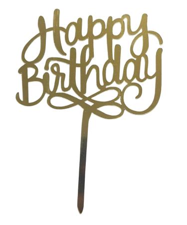 Emma Bunting Happy Birthday Cake Topper - Gold Acrylic - Cake Decoration