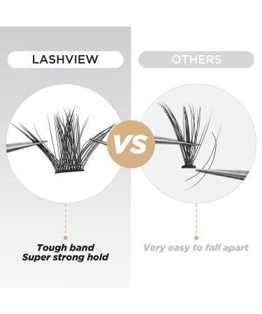 LASHVIEW DIY Lash Extension Cluster Lashes 0.10mm 56D 9-14mm Mixed Reusable - Soft, Lightweight Wide Band Lash Cluster Kit - Buy Online on SooperMarket.com