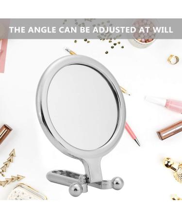 Nofaner Double-Sided 10x Magnifying Makeup Mirror with Foldable Handle - Silver | Handheld, Table, and Travel Friendly - Buy Online on SooperMarket.com