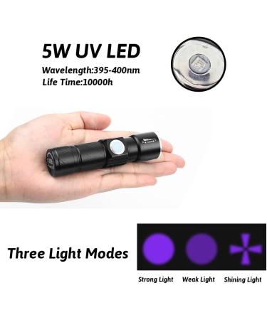 ADQOO UV Torch Rechargeable Blacklight Flashlight LED Mini Ultraviolet Torches USB Black Light Zoomable 395nm Detector for Dog Cat Pet Urine Stain Bed Bugs and More - Buy Online on SooperMarket.com