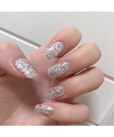 Silver Glitter Gel Nail Polish Nail Varnish Soak off UV/LED Lamp French Manicure Nails Long Lasting Nail Art Manicure Salon DIY at Home - Buy Online on SooperMarket.com
