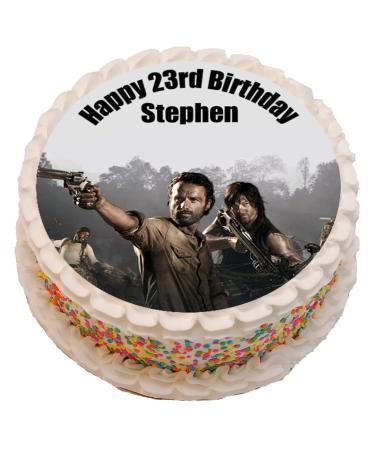 The Walking Dead Team Personalised PRECUT Cake Topper 7.5 Inch Round Edible Icing Sheet Birthday Decoration