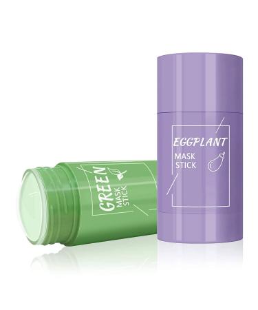 Creip Green Tea Mask Stick: Green Tea Mask(2pc) , Green Tea Clay Stick Mask Eggplant Purifying Clay Stick Mask, Blackhead Remover Deep Clean, Pore Deep Cleaning Oil Control