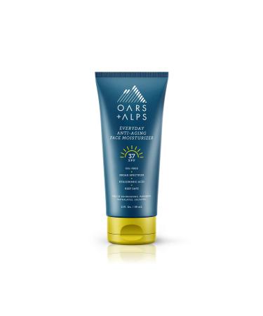Oars + Alps Everyday Anti Aging Face Moisturizer and SPF 37 Sunscreen, Skin Care with Hyaluronic Acid, Vitamin E and Vitamin B5, TSA Friendly, 2 Oz