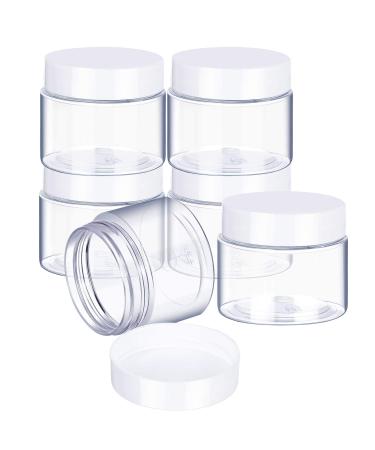 6 Pack 1 oz Clear Plastic Pot Jars with White Lids for Travel Storage - Leak Proof Cosmetic Containers for Makeup, Nails, Jewelry - White-1 oz - Buy Online on SooperMarket.com