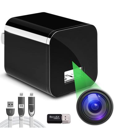 ALPHA TECH USB Hidden Camera Charger - 1080p HD Spy Camera No WiFi Needed - Mini Nanny Cam Wall Charger - Secret Hidden Cameras for Home Security, Office, Baby, Pets