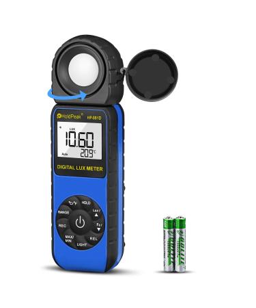Light Meter HOLDPEAK HP-881D Digital Photographic Light Meters 1-400,000 Lux /1-40,000 FC 270 Rotatable Detector for Photography LCD Lights Plants Lumen Meter Z-HP-881D-BLUE(1-400,000 Lux /1-40,000 FC)