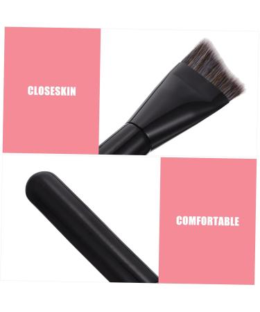 1 Pc 3D Contouring Makeup Brush - Black Foundation Brush with Wooden Handle | International Shipping Available - Buy Online on SooperMarket.com
