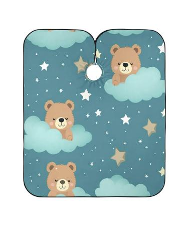 Kigai Cute Bear Barber Cape Professional Salon Hair Cutting Cape with Adjustable Snap Closure Waterproof Hairdressing Cape Haircut Cape for Men Women