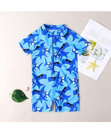 PythJooh Baby Boy Swimsuit Rash Guard Shark Print One Piece Swimwear - Blue Shark (1-2 Years) - Buy Online on SooperMarket.com