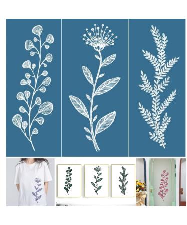 Alinacutle Silkscreen Stencil Reusable Self-Adhesive Silk Screen Printing  Floral and Sentiments for Printing on Wood/Fabric/Paper  Home Decoration  8.5 x 11 (3pc Bushes)