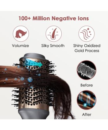 Faszin Hair Dryer Brush Hot Air Brush | 3 Adjustable Temperatures, 2 Heads | One-Step Blow & Volumizer | 100 Million Negative Ions | Smooth, Silky, Frizz-Free Hair | Gray - Buy Online on SooperMarket.com