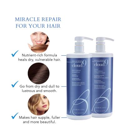 Brocato Cloud 9 Restoring Shampoo + Conditioner Duo 32 Fl Oz - Adds Moisture, Shine & Volume - Color Safe - Buy Online on SooperMarket.com