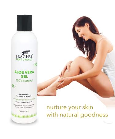 FRAGFRE All-Natural Aloe Vera Gel 8 oz | 100% Natural Soothing Gel for Sunburn Relief | Fragrance Free Vegan Gluten Free - Buy Online on SooperMarket.com