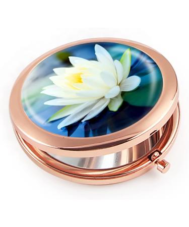 iampanda Compact Rose Gold Pocket Makeup Mirror with 2X Magnifying - Beautiful Lotus Flower Design - Buy Online on SooperMarket.com