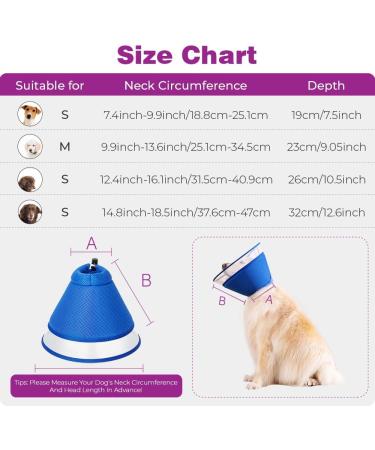 YUNXANIW XL BLUE Dog & Cat Recovery Cone Collar | Soft Elizabethan Collar for Surgery | Adjustable Breathable Mesh Recovery Collar for After Surgery - Buy Online on SooperMarket.com