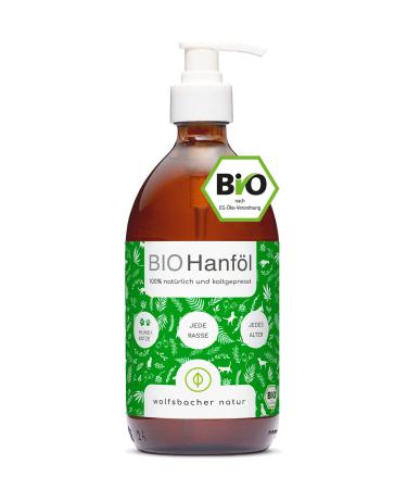 Wolfsbach organic hemp oil for dogs and cats 500ml I with Omega 3 & 6 cold-pressed 100% organic from Germany-as feed oil barf oil de- ko-060