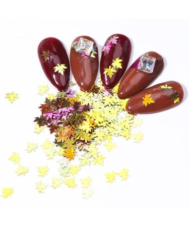 Thanksgiving Decor4 Colors Maple Leaf Nail Art Sequins Maple Leaf Nail Glitters Stickers Autumn Nail Sequins for Nail Art - Buy Online on SooperMarket.com