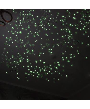 Glow in The Dark Stars Decals Decor 633 Pcs Luminous Dot Stars 3D Starry Stars Glow in The Dark Stickers for Ceiling or Wall and Kids Bedroom Decor Green