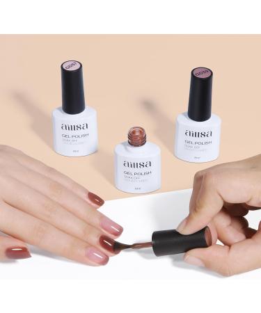 AILLSA Milky White Gel Nail Polish Set Nude Sheer Pink Brown Gel Polish with Base and Top Coat Jelly Natural Neutral Nail Polish Gel Soak Off U V Starter Kit Gift DIY Manicure at Home A2-amber Brown - Buy Online on SooperMarket.com