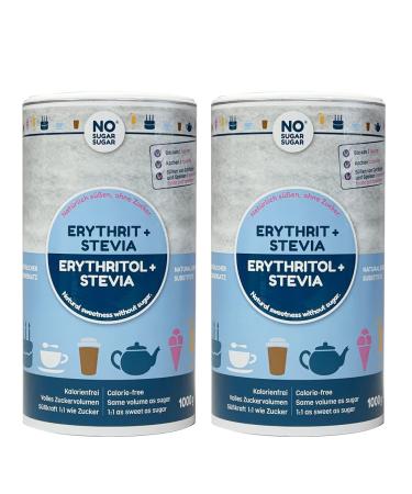 No Sugar Sugar Erythrit + stevia natural sugar substitute without calories 1: 1 sweet opposite sugar without taste healthy alternative to cooking baking sweet (2x 1000g))