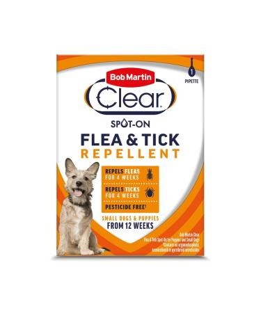 Bob Martin Clear Flea & Tick Spot On Repellent Treatment for Small Dogs and Puppies 4 Week Protection