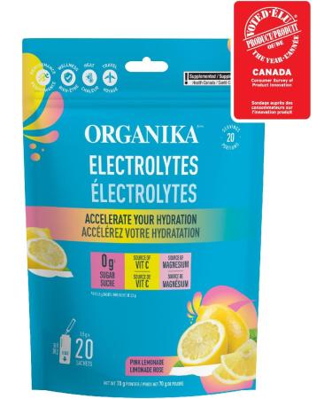 Organika Electrolytes Powder- Pink Lemonade Sachets- On the Go Hydration and Electrolyte Replenishment 3.5g x 20ct Pink Lemonade 20 Servings (Pack of 1) - Buy Online on SooperMarket.com